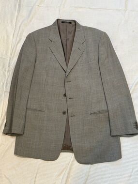 Armani collezioni for Harry Rosen Men's taupe Plaid Blazer42r made in Italy